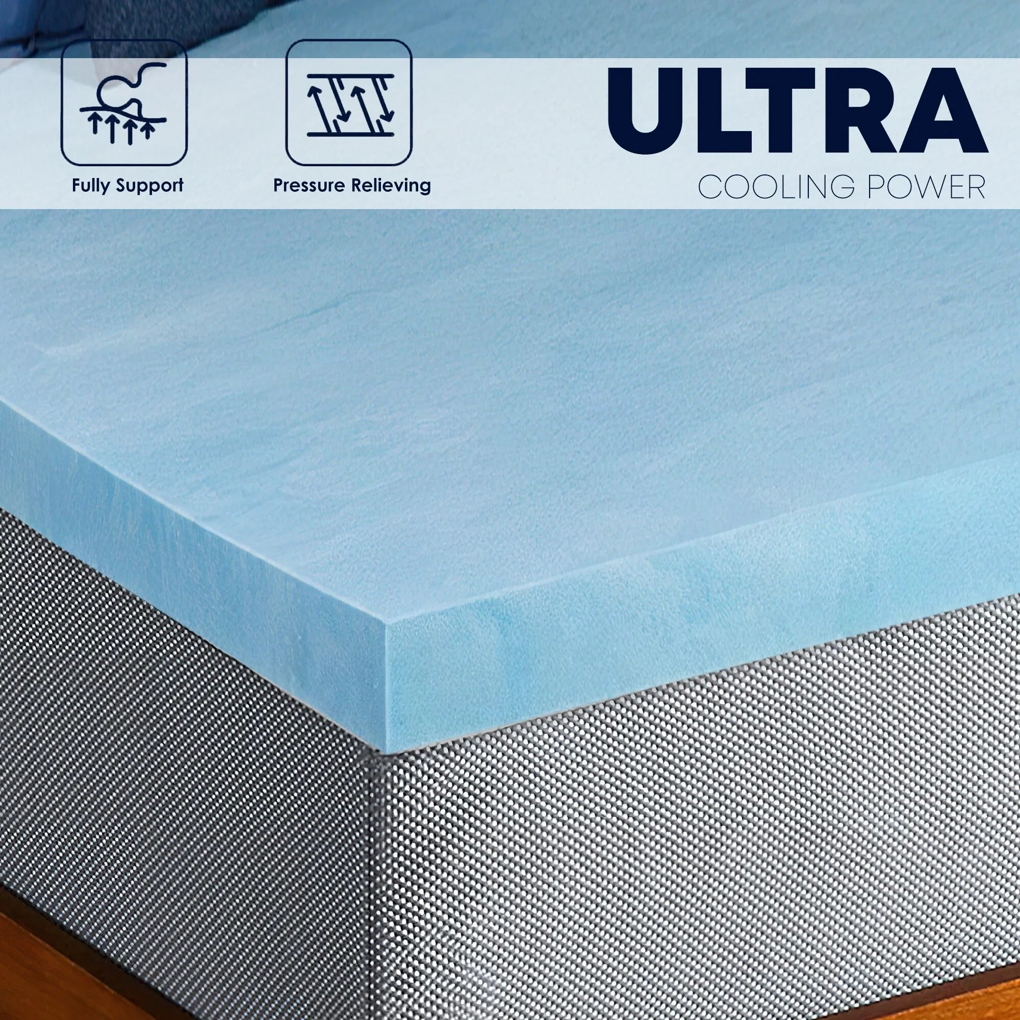 Blue Full Gel Memory Foam Mattress Topper P79582