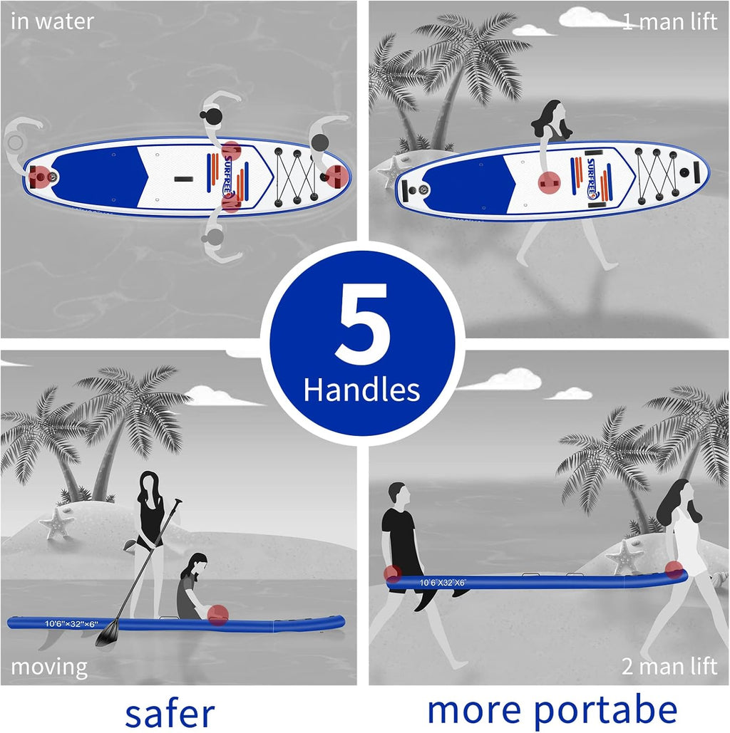 Inflatable Stand Up Paddle Board with Adjustable Paddle, Backpack, Leash, Hand Pump, Repair Kit D120991